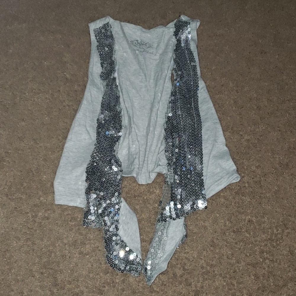 Justice hi/low sequin vest sz 12/14